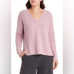 Eileen Fisher Organic Cotton & Cashmere V-Neck Sweater Size L NWOT